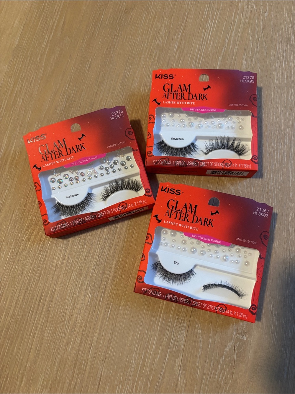 NIB 3 Kiss Glam After Dark Eyelashes + Gems